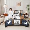 Erosebridal Dog Comforter Set Queen for Boys Cute Dog Bedding, Lovely Pet Animal Puppy Bedding Comforter Sets for Girls Teens Family, Grids Striped Print Duvet Insert Kawaii Dog Paw Print Quilt 3 Pcs view 2