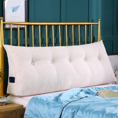 Large Headboard Pillow Wedge Backrest Cushion Reading Pillow King Size Bed Pillow Positioning Support Pillow for Bed Daybed Bunk Bed Couch Single Bed Pillow,120x50x20cm,Cream