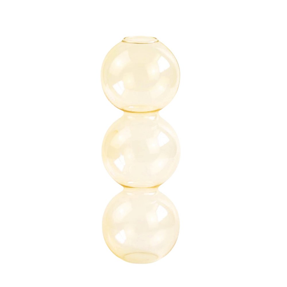 Clear Glass Bubble Hydroponic Vase, Modern Flower Vase 3/4 Ball Bud Vase Centerpiece Glass Vase, Unique Floral Vase Creative Globose Vase for Wedding Table Centerpieces Home Decoration(Golden 3 Ball)
