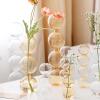 Clear Glass Bubble Hydroponic Vase, Modern Flower Vase 3/4 Ball Bud Vase Centerpiece Glass Vase, Unique Floral Vase Creative Globose Vase for Wedding Table Centerpieces Home Decoration(Golden 3 Ball) view 3