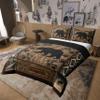 100% Natural Cotton Lodge Cabin Duvet Cover Queen,Wild Bear Animal Silhouette Bedding Set (Not Comforter) for Country Room Decor,Bohemian Pattern Wooden Print Bedspread Cover with Zipper Closure view 2