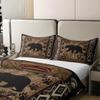 100% Natural Cotton Lodge Cabin Duvet Cover Queen,Wild Bear Animal Silhouette Bedding Set (Not Comforter) for Country Room Decor,Bohemian Pattern Wooden Print Bedspread Cover with Zipper Closure view 4