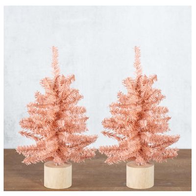 Pack of 2 Designer Pink Artificial Canadian Pine Trees by Factory Direct Craft - Tabletop Pine Trees for Christmas, Valentines, Easter and Baby Shower Decorations (12 Inches Tall)