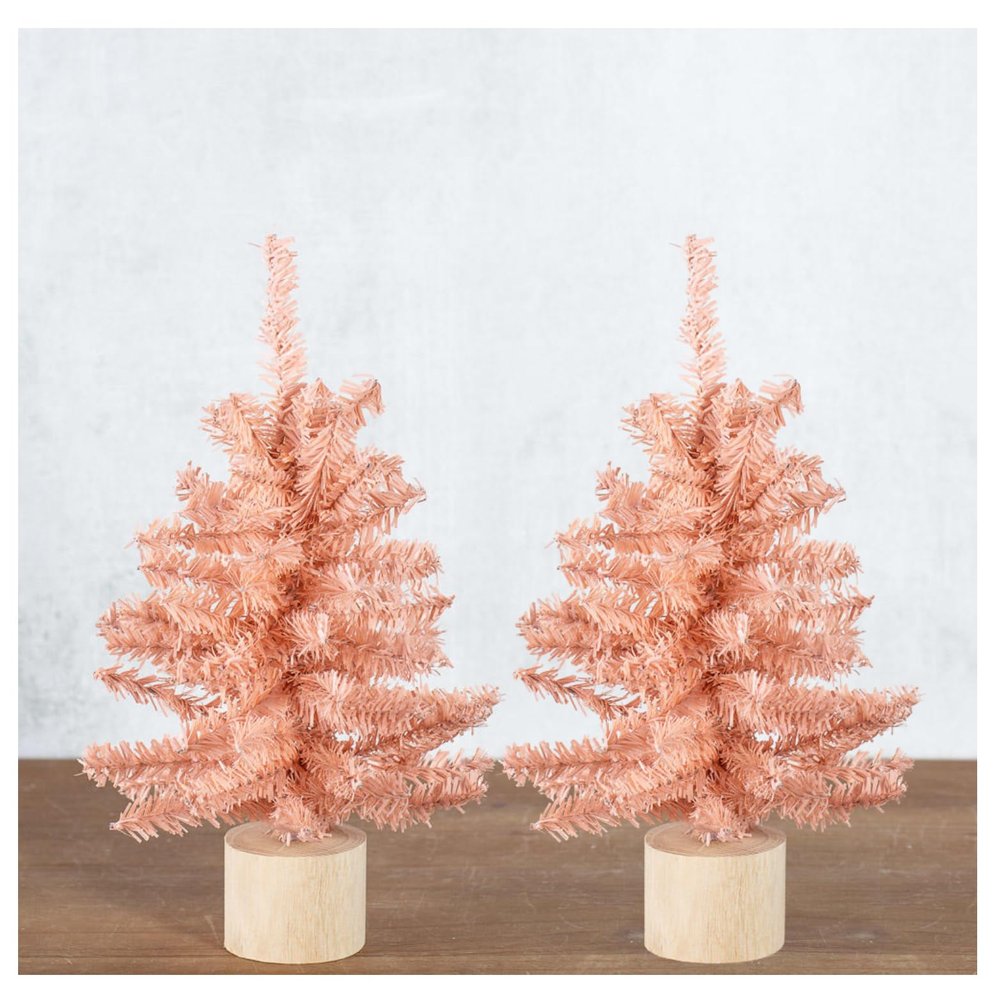 Pack of 2 Designer Pink Artificial Canadian Pine Trees by Factory Direct Craft - Tabletop Pine Trees for Christmas, Valentines, Easter and Baby Shower Decorations (12 Inches Tall)