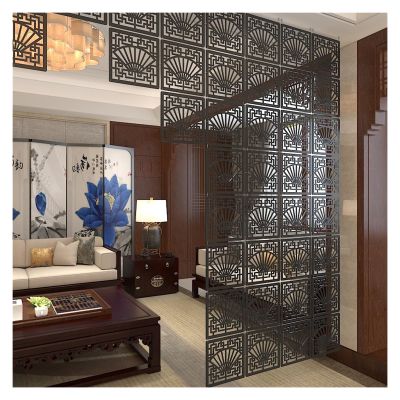 WAHHWF Japanese Style Hanging Room Dividers Panels, Black Wall Screen Panels Hollow Design for Decor Living Room Kitchen Bedroom Office Sitting-Room Hotel (Color : Black, Size : 15Pcs)