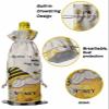 10 Pack Wine Bottle Bags, Bee Gnomes Wine Bottle Cover with Drawstring, Gift Bag for Champagne, Wedding, Birthday, Christmas, Thanksgiving, Party Honey Spring Summer Country Rustic Plaid Daisy view 4
