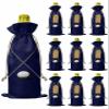 10 Pack Wine Bottle Bags, Golf Club Wine Bottle Cover with Drawstring, Gift Bag for Champagne, Wedding, Birthday, Christmas, Thanksgiving, Party Golf Sport Navy Blue Modern Abstract Art view 1