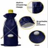 10 Pack Wine Bottle Bags, Golf Club Wine Bottle Cover with Drawstring, Gift Bag for Champagne, Wedding, Birthday, Christmas, Thanksgiving, Party Golf Sport Navy Blue Modern Abstract Art view 4
