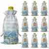 10 Pack Wine Bottle Bags, Hydrangea Wine Bottle Cover with Drawstring, Gift Bag for Champagne, Wedding, Birthday, Christmas, Thanksgiving, Party Blue Plaid Spring Floral Summer Botanical Butterfly view 1