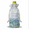 10 Pack Wine Bottle Bags, Hydrangea Wine Bottle Cover with Drawstring, Gift Bag for Champagne, Wedding, Birthday, Christmas, Thanksgiving, Party Blue Plaid Spring Floral Summer Botanical Butterfly view 2