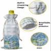 10 Pack Wine Bottle Bags, Hydrangea Wine Bottle Cover with Drawstring, Gift Bag for Champagne, Wedding, Birthday, Christmas, Thanksgiving, Party Blue Plaid Spring Floral Summer Botanical Butterfly view 4
