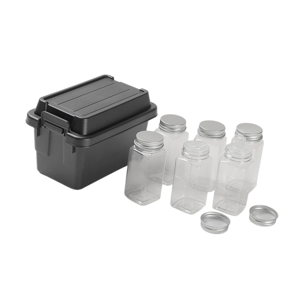 6x Camping Spice Jars spice Organizer Bottle Condiment, Bottle Sauce Organizer, Seasoning Bottle Spice Containers for Outdoor bbq, Black
