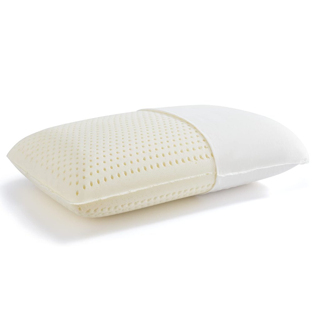 JOTOM Talalay Natural Latex Pillow Sleeping Bed Pillow, Medium Firmness Latex Pillow for Side, Back, and Stomach Sleepers, Removable Breathable Cotton Cover (Standard Size)