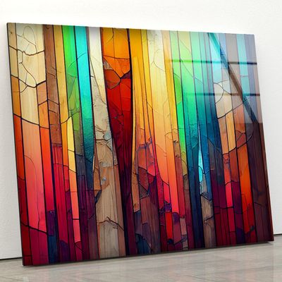 My Photostation.com 27.5Wx20H'' Tempered Glass Wall Art Abstract Stained Wall Decor Glass Printing Stained Wall Art Wall Hangings Stained Window Glass Wall Art Gifts