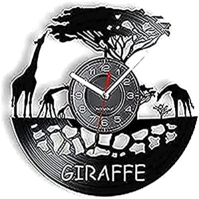 Wall Clock Battery Operated Silent Non-Ticking 12 Inch Vinyl Record Art Zoo Vinyl Record Nursery Crafts Clock