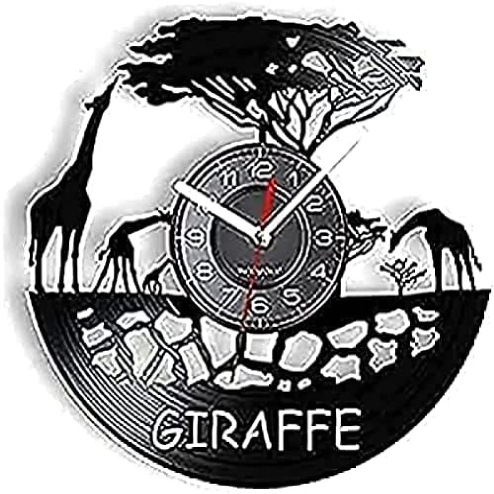 Wall Clock Battery Operated Silent Non-Ticking 12 Inch Vinyl Record Art Zoo Vinyl Record Nursery Crafts Clock