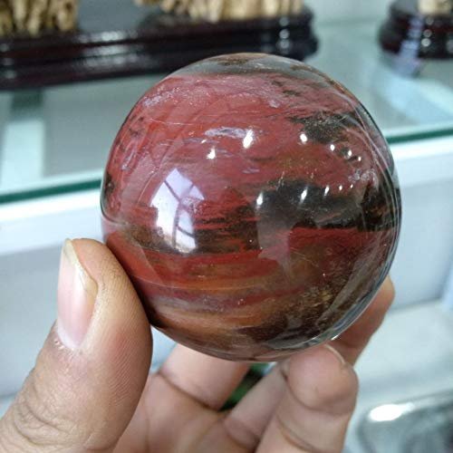 AtkitS Red Rose Petrified Wood Sphere Agate Quartz Crystal Ball
