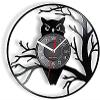 Wall Clock Battery Operated Silent Non-Ticking 12 Inch 12" Silent Non Ticking Owl Bird & Branches Vinyl Record Clock Animal Wall Decor Black Hanging Wall Clock 12" (30cm) view 1