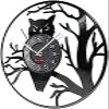 Wall Clock Battery Operated Silent Non-Ticking 12 Inch 12" Silent Non Ticking Owl Bird & Branches Vinyl Record Clock Animal Wall Decor Black Hanging Wall Clock 12" (30cm) view 3