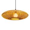 RCIDOS Bamboo Weave Pendant Luminaire Flying Saucer Antique Decor Lantern Droplight Hollow Hand-Woven Rattan Art Chandelier Japanese Style Round Wicker Hanging Light Tea Room Tavern Restaurant Bedroom view 1