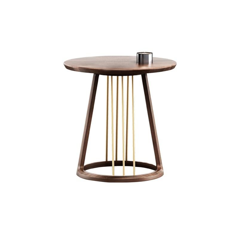 GRFIT Coffee Table Round Side Table Home Retro Wood Corner Table Office Living Room Sofa Side Decoration Small Coffee Table Bedroom Bedside Table Small Side Table