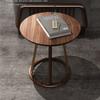 GRFIT Coffee Table Round Side Table Home Retro Wood Corner Table Office Living Room Sofa Side Decoration Small Coffee Table Bedroom Bedside Table Small Side Table view 2