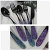 Unique Silverware Set for 12, 60 Piece Black Silverware Set Floral Pattern Fancy,18 10 Stainless Steel Flatware Cutlery Eating Utensils, Christmas Kitchen flatware sets, Dishwasher Safe Hammered view 2