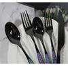 Unique Silverware Set for 12, 60 Piece Black Silverware Set Floral Pattern Fancy,18 10 Stainless Steel Flatware Cutlery Eating Utensils, Christmas Kitchen flatware sets, Dishwasher Safe Hammered view 3