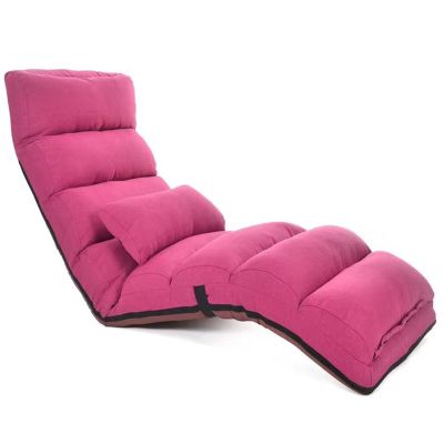 Floor Chairs with Pillow for Adults,Floor Gaming Chair with 3 Position Adjustable HeadBack and Knee Support,No Assembly Folding Lazy Sofa Chair for Gaming,Sleeping,Reading (Pink)