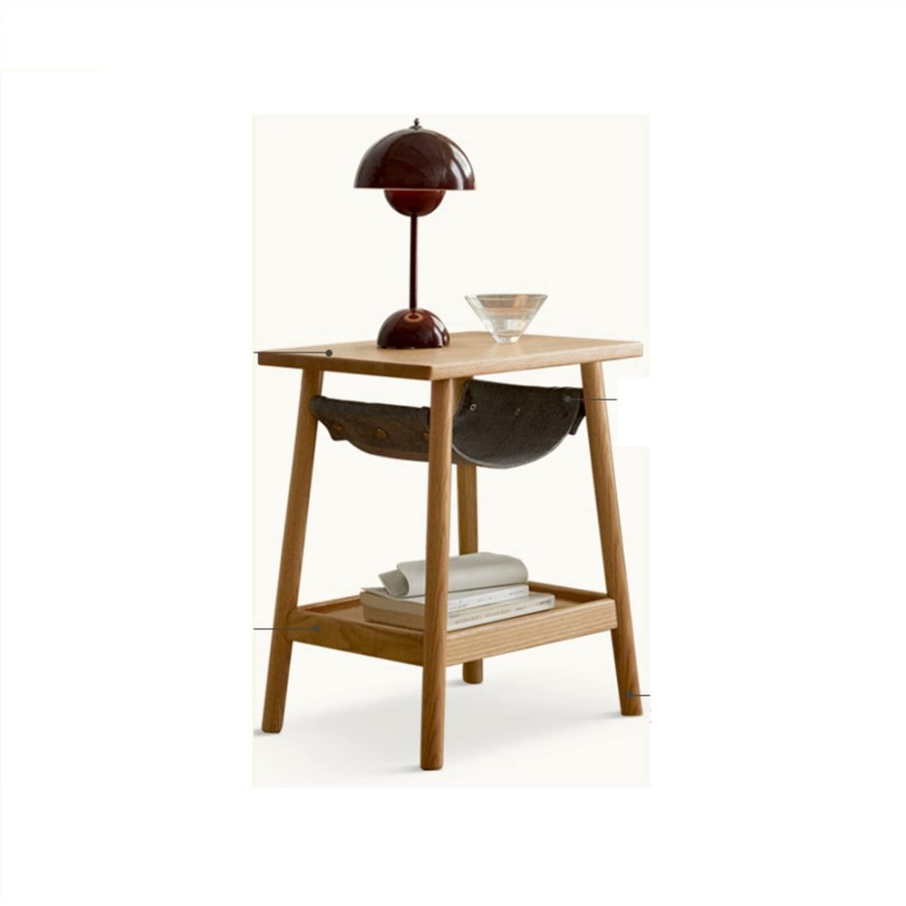 Coffee Table Rectangular Side Table Modern Household Wood Double-Layer Corner Table Living Room Sofa Side Decoration Small Coffee Table Bedroom Bedside Table Small Side Table