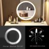 Makeup vanity with Round Mirror, Detachable Mirror modern vanity desk, with Drawers Shelves Dresser Desk and Cushioned Stool Set, Makeup Table 3-Color Adjustable Touch Light ( Color : Grey+petal chair view 2
