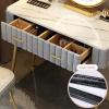 Makeup vanity with Round Mirror, Detachable Mirror modern vanity desk, with Drawers Shelves Dresser Desk and Cushioned Stool Set, Makeup Table 3-Color Adjustable Touch Light ( Color : Grey+petal chair view 3