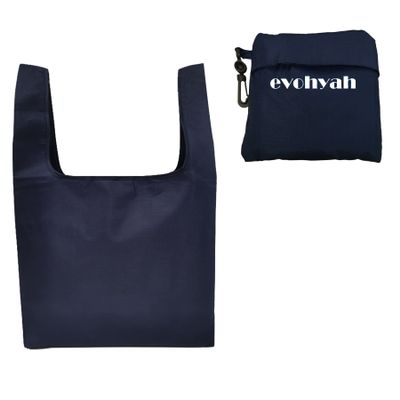 evohyah 1Pack Large Reusable Grocery Tote - 50LBS Ripstop Geometric Fashion Recycling Bag - Folding Storage - Machine Washable Nylon - Dark Blue