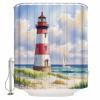 Light-House Shower Curtain Set with Hook 60"x72",Washable Cloth Polyester Fabric Shower+Curtain,Waterproof Bath Curtains for Bathroom,Bathtubs Decor Accessories Summer Sea Ocean Nautical Sailboat view 2