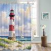Light-House Shower Curtain Set with Hook 60"x72",Washable Cloth Polyester Fabric Shower+Curtain,Waterproof Bath Curtains for Bathroom,Bathtubs Decor Accessories Summer Sea Ocean Nautical Sailboat view 3