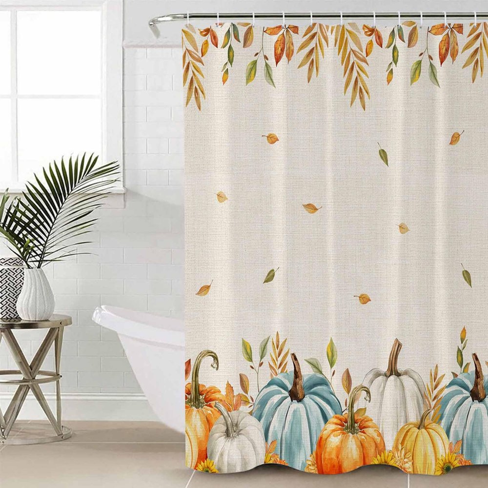 Fall Eucalyptus Leaves Shower Curtain Set with Hook 72"x72",Washable Cloth Polyester Fabric Shower+Curtain Bath Curtains for Bathroom,Bathtubs Decor Accessories Thanksgiving Seasonal Pumpkin Maple