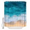 Abstract Ocean Shower Curtain Set with Hook 36"x78",Washable Cloth Polyester Fabric Shower+Curtain,Waterproof Bath Curtains for Bathroom,Bathtubs Decor Accessories Summer Coastal Beach Gradient Waves view 2