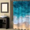 Abstract Ocean Shower Curtain Set with Hook 36"x78",Washable Cloth Polyester Fabric Shower+Curtain,Waterproof Bath Curtains for Bathroom,Bathtubs Decor Accessories Summer Coastal Beach Gradient Waves view 4