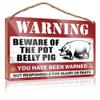 CakJuice Wood Signs Decor Beware of Pot Belly Pig Wooden Sign Funny Family Signs Wall Art Boys Bedroom Decor (Size : 15X28CM) view 1