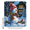 Christmas Shower Curtain Set with Hook 72"x96",Washable Cloth Polyester Fabric Shower+Curtain,Waterproof Bath Curtains for Bathroom,Bathtubs Decor Accessories Winter Snowman Farm House Bird Berry view 1