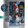 Christmas Shower Curtain Set with Hook 72"x96",Washable Cloth Polyester Fabric Shower+Curtain,Waterproof Bath Curtains for Bathroom,Bathtubs Decor Accessories Winter Snowman Farm House Bird Berry view 3