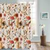 Fall Leaves Flowers Shower Curtain Set with Hook 48"x72",Washable Cloth Polyester Fabric Shower+Curtain Bath Curtains for Bathroom,Bathtubs Decor Accessories Country Rustic Mushroom Chic Butter-fly view 3