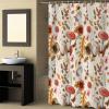 Fall Leaves Flowers Shower Curtain Set with Hook 48"x72",Washable Cloth Polyester Fabric Shower+Curtain Bath Curtains for Bathroom,Bathtubs Decor Accessories Country Rustic Mushroom Chic Butter-fly view 4