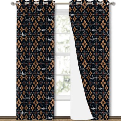 Abstract Flower Blackout Curtains 63 Inches Long for Bedroom,Thermal Insulated Darkening Black Out Window Curtain Panels Living Room Drapes,Brown Minimalist Geometric Floral Native American 104x63