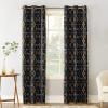Abstract Flower Blackout Curtains 63 Inches Long for Bedroom,Thermal Insulated Darkening Black Out Window Curtain Panels Living Room Drapes,Brown Minimalist Geometric Floral Native American 104x63 view 2