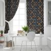 Abstract Flower Blackout Curtains 63 Inches Long for Bedroom,Thermal Insulated Darkening Black Out Window Curtain Panels Living Room Drapes,Brown Minimalist Geometric Floral Native American 104x63 view 4