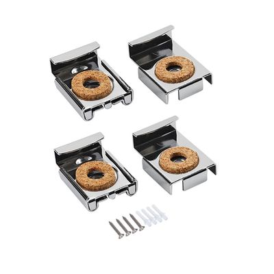 Spring Loaded Mirror Hanger Clip, Set of 4, Chrome Plated  Spring Loaded, Chrome Plated Steel, Easy Install for Bathroom and Toilet Mirror Fixing and Decoration-Silver