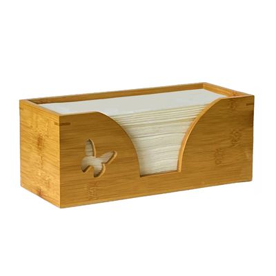 Countertop C-Fold Paper Towel Dispenser with Engraved Butterfly - Compatible with C Fold, Multifold, Trifold & Z Fold Hand Napkins Folded Size 10.5" x 4.0" Or Smaller - Natural Bamboo