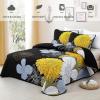 Yellow Floral Quilts California King Size Coverlet Set - 3 Pieces Lightweight Black Cal King Bedspread with 2 Pillowcases - All Season Soft Microfiber Reversible Bedding Quilt Set (Yellow/Black) view 2