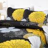 Yellow Floral Quilts California King Size Coverlet Set - 3 Pieces Lightweight Black Cal King Bedspread with 2 Pillowcases - All Season Soft Microfiber Reversible Bedding Quilt Set (Yellow/Black) view 3